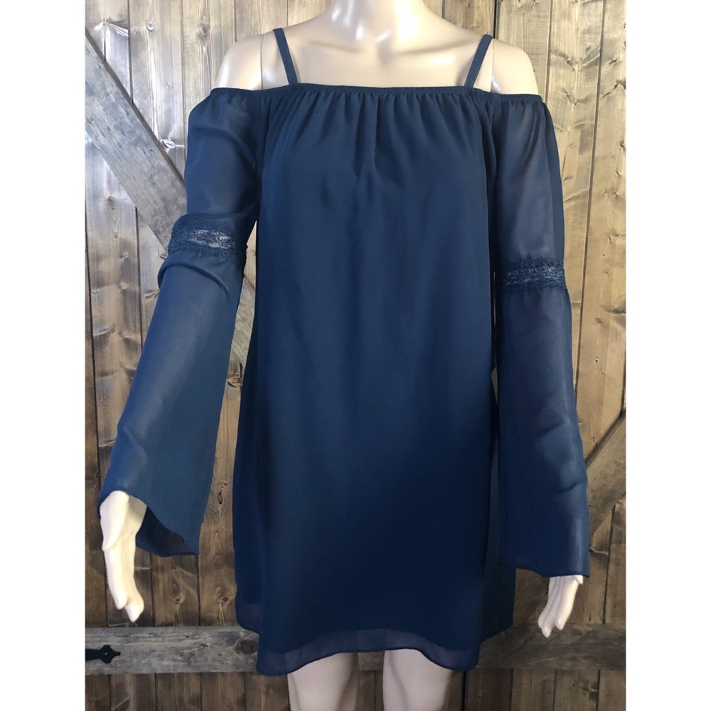 I.N San Francisco Navy Blue Polyester Small Dress